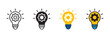 © Habiba Anika - Light bulb with gear cogwheel icon set. con symbol of idea, inspiration, creativity, solution, engineering. Vector illustration.