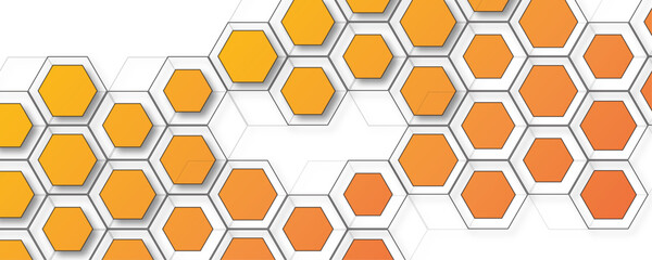 Canvas Print - vector 3d hexagon honeycomb paper texture. abstract vector illustration. orange gradient hexagon vec