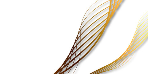 Wall Mural - golden wavy line decoration. abstract wavy lines flowing curve gradient color on transparent backgro