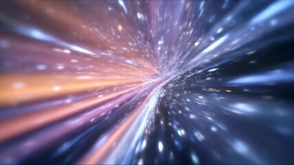 Wall Mural - Abstract space warp background with colorful glowing light trails and sparkling particles, cosmic travel concept and futuristic sci-fi aesthetic.