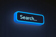 © PixelMasters - Illuminated Neon Search Button Glowing Blue Digital Interface Element, Modern Technology, Futuristic Design, Abstract Background, Web Search Concept