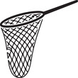 © SurrealSee - Fishing net vector illustration for catching fish, butterfly net, hand drawn style, isolated design element on transparent background silhouette