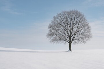 Wall Mural - solitary tree amidst the winter snowfall