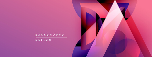 Wall Mural - abstract geometric shapes overlap, creating vibrant pink, purple gradients. modern design elements s