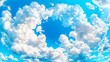© abid - Sunny sky, fluffy clouds, overhead view, vibrant blue, background texture, design element