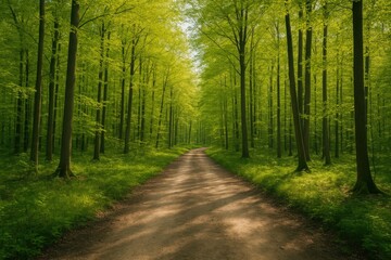 A woodland pathway during springtime