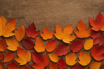 Wall Mural - Stunning fall scenery featuring colorful leaves from above with space for writing