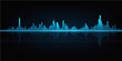 © nur - Blue sound wave on a digital equalizer background illustrates music technology with light and frequency lines