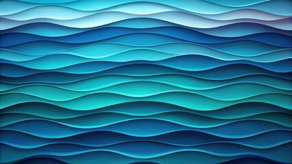 Wall Mural - Deep blue and cyan gradient abstract wavy layers