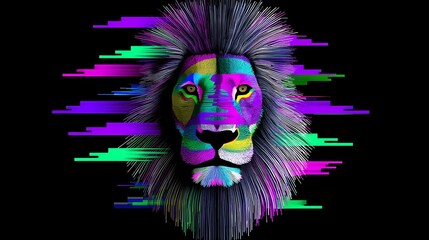 Vibrant Psychedelic Abstract Lion Portrait