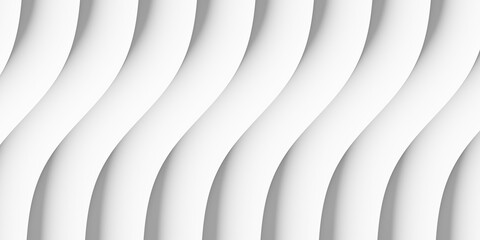 Wall Mural - Row of white smooth curves, waves or dunes geometry background wallpaper banner, flat lay top view