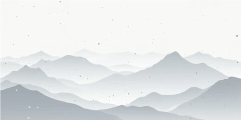 Naklejka na meble Minimal winter mountain illustration with distant white peaks and soft misty layers of snow