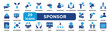 © BAMBANG G - SPONSOR icon collection set. Containing funding,support,branding,partnership,visibility,investment,collaboration,endorsement,promotion,exposure icon. dual tone vector.