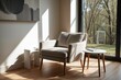 © thinni TP AI - Cozy Armchair by Sunlit Window in Modern Minimalist Home Interior