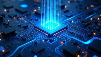 Illuminated Circuitry: A mesmerizing illustration of a central processing unit emits radiant light, symbolizing cutting-edge technology and connectivity in the digital era.