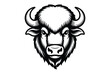 © Asadullah - Black and white bison head illustration with horns and fur details on white background
