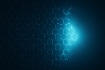 Wall Mural - Tech - Inspired Hexagonal Grid Glow Pattern, Geometric & Tech Art Element