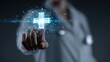 © shi - Doctor Interacting with Digital Medical Cross Symbol in Futuristic Healthcare Interface