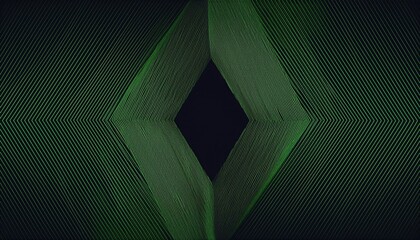 Wall Mural - abstract emerald green diamond shape with textured lines and dark center for modern digital backgrou
