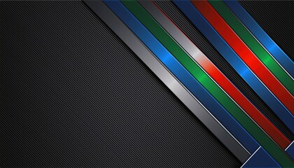 Wall Mural - sleek abstract black background with diagonal metallic red blue green lines and modern striped textu
