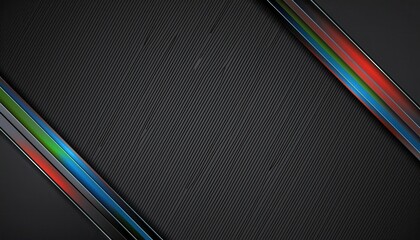 Wall Mural - sleek abstract black background with diagonal metallic red blue green lines and modern striped textu