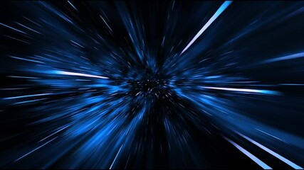 Wall Mural - futuristic space tunnel with glowing blue particles moving rapidly, creating a sense of deep motion and cosmic speed