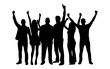 © ArtbyRahat - Group of people hands up full black silhouette vector illustration design