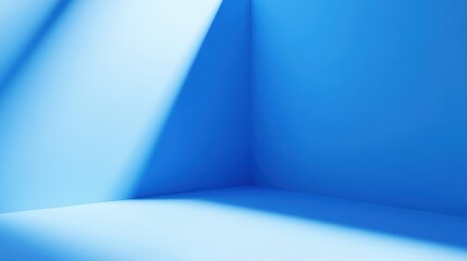 Wall Mural - a minimalistic blue room corner with clean lines and soft shadows, showcasing gradients of light and