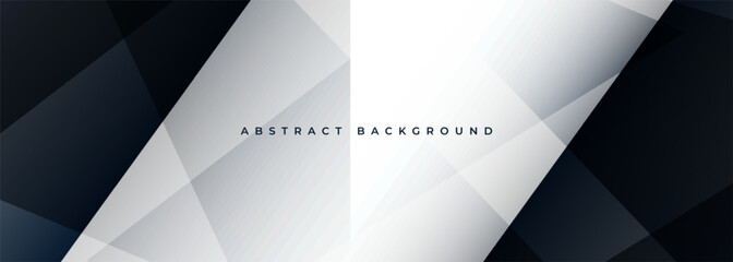 Wall Mural - black and white modern wide banner with polygonal shapes. geometric abstract background. vector illu