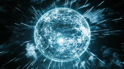 Wall Mural - dynamic video concept featuring a glowing, electric sphere with a cosmic energy burst. captured from