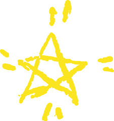 Wall Mural - cute crayon star. yellow wax pencil hand sketch with rough texture and childlike irregular style. do
