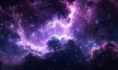 Wall Mural - Vibrant purple nebula, cosmic dust, interstellar dreamscape.