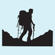 © 7COLORSbd - Trekker with Backpack Walking on Trail Silhouette