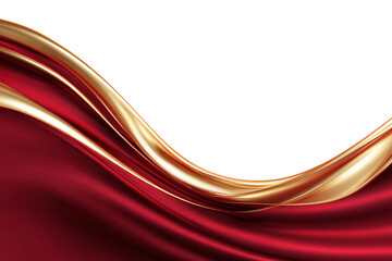 Wall Mural - luxury abstract shiny burgundy wave with gold on transparent background. design element. elegant gra