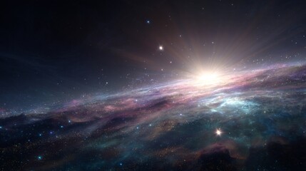 Wall Mural - Cosmic Galaxy with Bright Nebula and Stars
