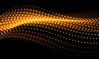Wall Mural - abstract yellow mesh wave 3d geometric on black background vector