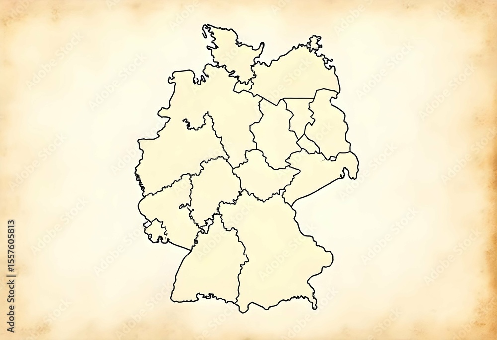 Vector outline map of Germany showing all 16 federal states ...