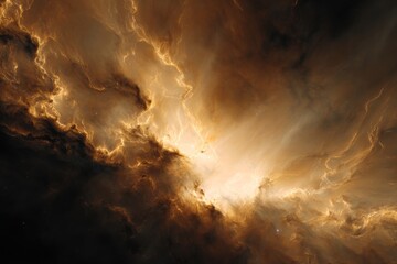Wall Mural - Golden Brown Nebula Space Cosmic Cloudscape