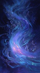 Wall Mural - Abstract Cosmic Nebula with Swirling Blue and Purple Lights