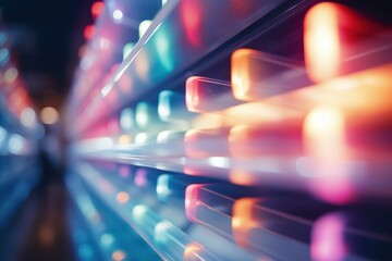 Wall Mural - server racks glowing in modern data center showing internet connectivity and information technology