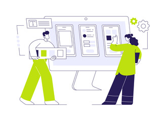 ui ux design software abstract concept vector illustration.