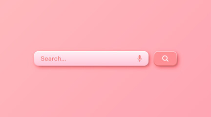 Wall Mural - colorful 3d search bar template. internet browser engine with search box, address bar and text field