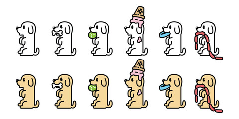 dog vector bone beagle golden retriever icon sitting cartoon character ice cream tennis ball food bo