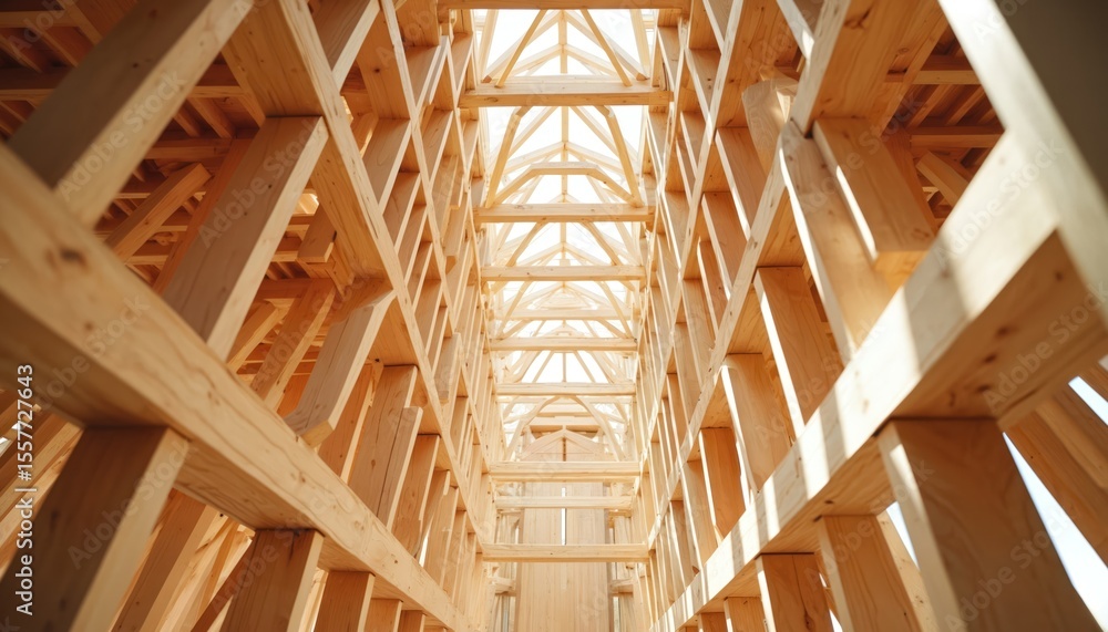 Construction of wooden building with cross-laminated timber framework ...