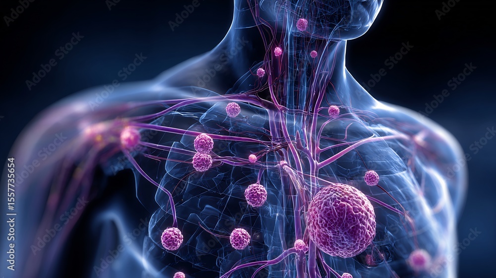 Advanced 3D anatomy diagram of cancer spreading through lymphatic ...
