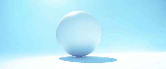 Wall Mural - white sphere casting shadow on blue background with light effect