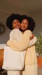 © World of AI - Two Friends Hugging Near Front Door in Soft Morning Light with Tote Bag and Warm Farewell Mood