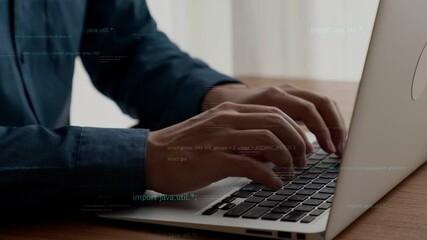 Wall Mural - computer programmer uses capable laptop computer to develop programming code of new software . compu