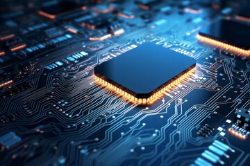 Wall Mural - close up of a cpu processing data, highlighting the intricate connections and electronic components 
