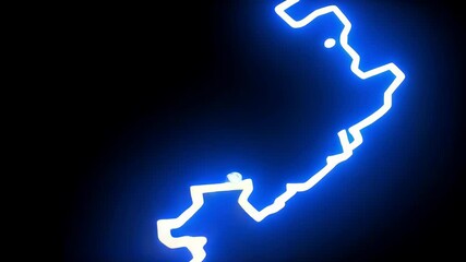 Wall Mural - dynamic animation of an abstract shape outlined with vibrant blue neon light against a dark backgrou
